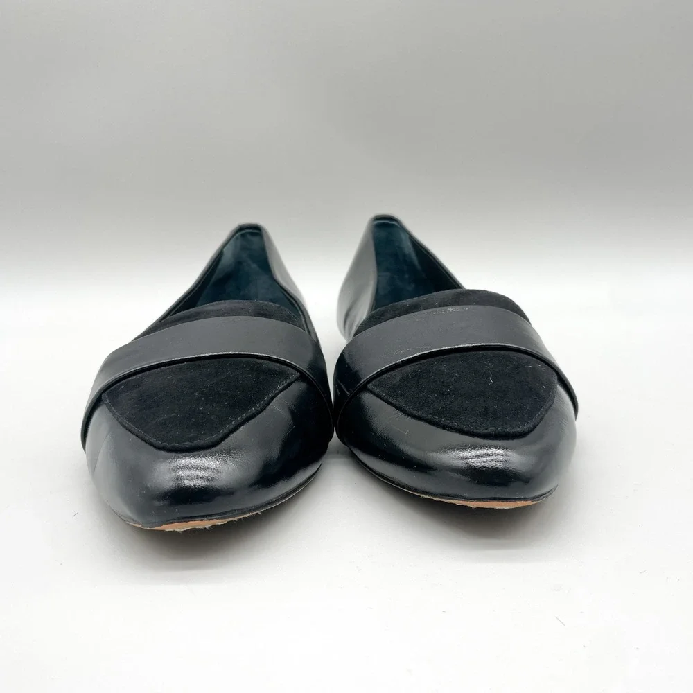 Birdies Womens 9 Sparrow Pointed Toe Loafers Black Leather Preppy Office Chic